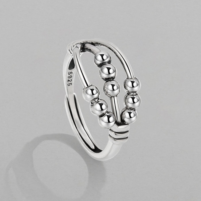Simple Retro Three-layer Crossover Niche Smart Bead Open Ring