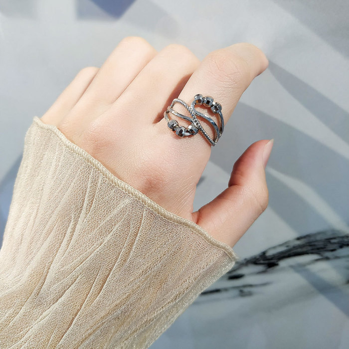 Rotate Freely Beaded Ring For Women Fashion Open Adjustable Anti-stress Spinner Rings Friend Jewelry Gift