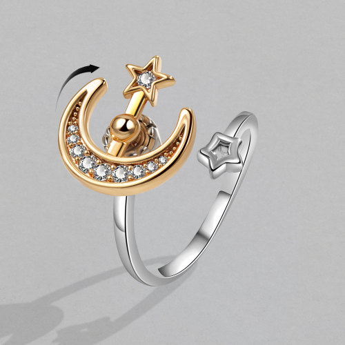 Hot Sale Star Moon Ring Fashion Star Moon Rotating Ring