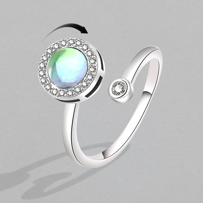 Vintage Spinner Rings for Women Stackable Finger Ring Anti Stress Engagement Jewelry Rotate Gifts