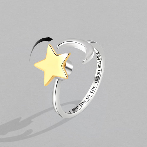 2023 Fashion Anxiety Ring Fidget Spinner Rings Korea Star Moon Ring Anti Stress Jewelry Gift