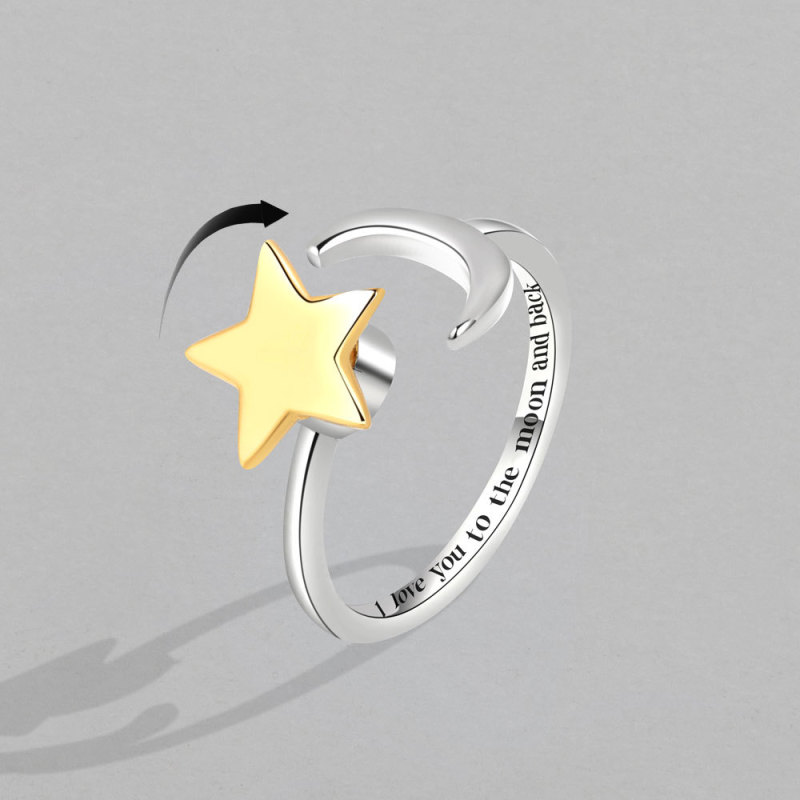 2023 Fashion Anxiety Ring Fidget Spinner Rings Korea Star Moon Ring Anti Stress Jewelry Gift