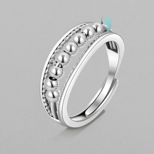fashion Ring Simple Beaded Spinning Anxiety Resistant Ring Thai Silver Ring