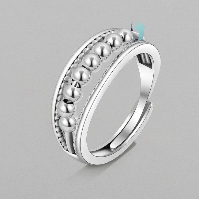 fashion Ring Simple Beaded Spinning Anxiety Resistant Ring Thai Silver Ring
