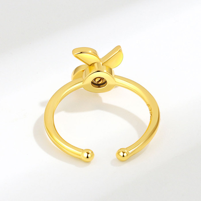 Rotatable Handmade Oil Drip Colorful Windmill Ring Anxiety Resistant Fashion Gold Plated Girls Accessories Birthday Gift
