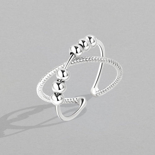 Minimalist Anxiety Ring for Girls Women Rotate Fidget Rings Men Anti-stress Stainless Steel Spiral Beads Ring Jewlery Gift