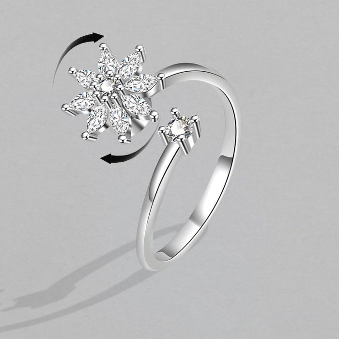 Simple Fashion Silver Color Adjustable Ring Jewelry for Women Anxiety Relief Party Wedding Engagement Gift