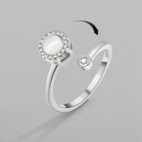 Cat's Eye Stone Rotating Open Ring Female Jewelry Luxury Retro Style T Hundred with Index Finger Ring Hand Jewelry