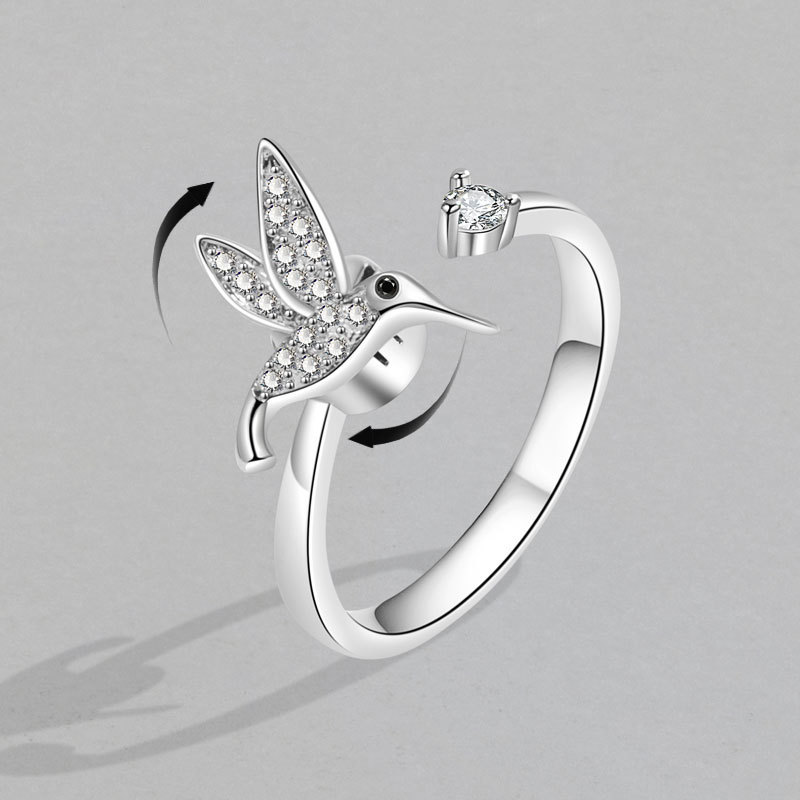 New Niche Design Hummingbird Ring Rotatable Ring Adjustable Animal Open Ring