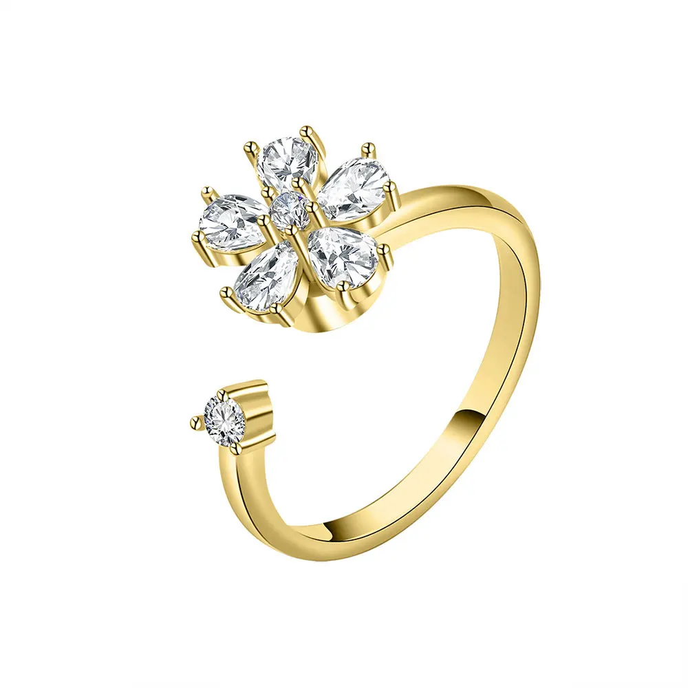 Flower Anxiety Control Ring For Women Flying Spinner Fidget Joint Ring 216045214311