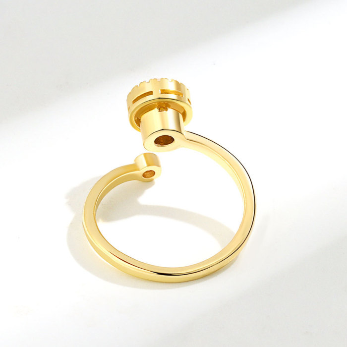Anxiety Resistant Trendy Cat Stone Rings for Women Fashion Simple Stone Rotatable Adjustable Ring Gift for Girl Friends