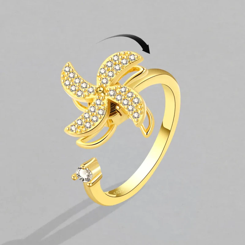 Rotatable  Adjustable Rings for Women Opening Ring Anxiety Resistant Fidget Spinner Windmill Zircon Ring