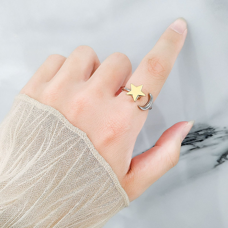 2023 Fashion Anxiety Ring Fidget Spinner Rings Korea Star Moon Ring Anti Stress Jewelry Gift