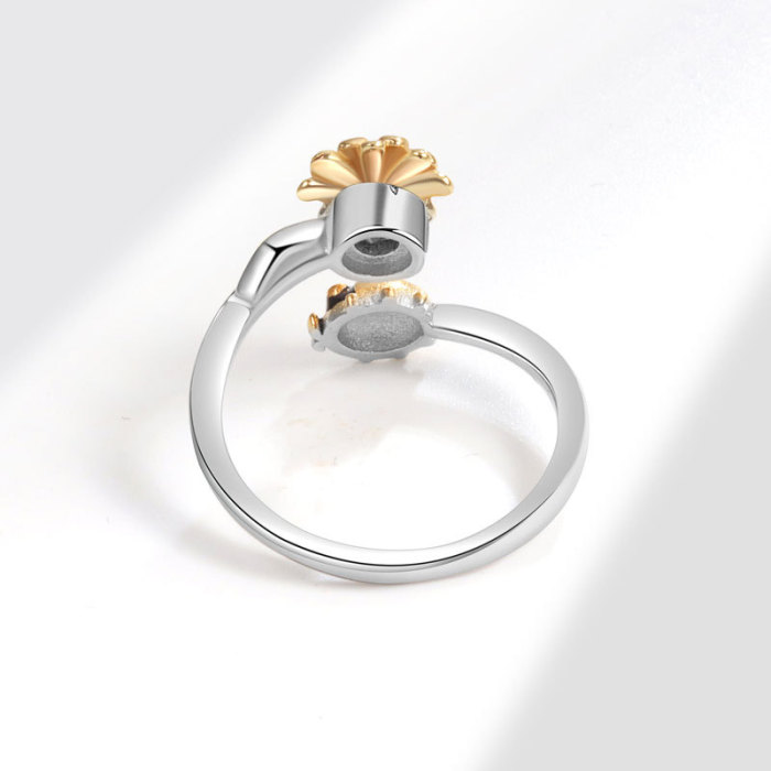 New Floral Seven-star Ladybug Rotatable Ring Girl Hand Jewelry Anti Stress Ring