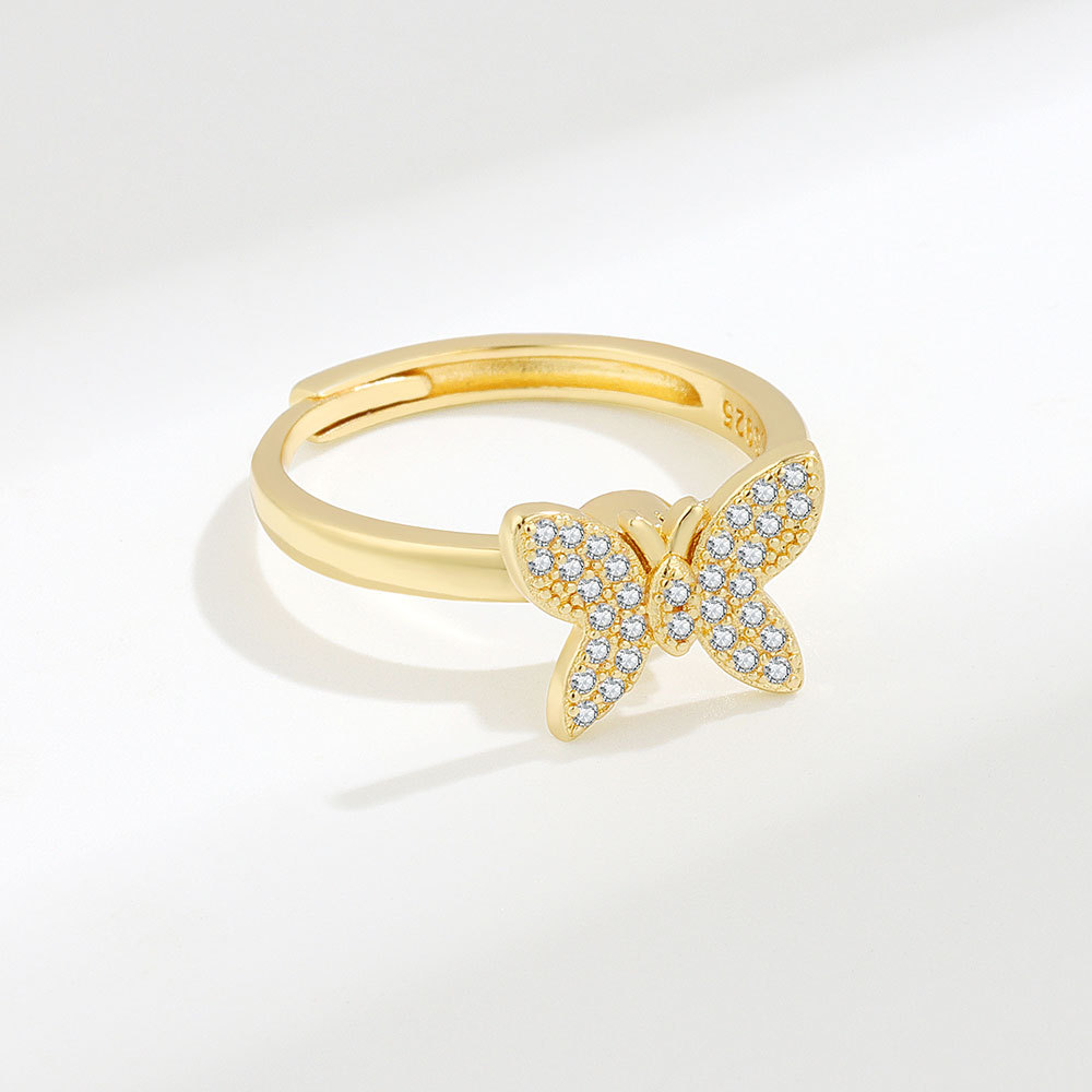 Butterfly Ring For Women Open Adjustable Cubic Zirconia Butterfly Finger Ring Elegant Birthday Jewelry 216045197091