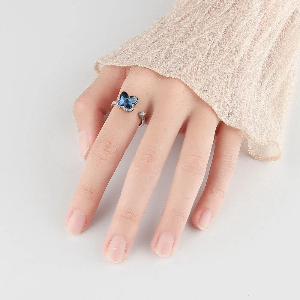 Fashion Crystal Butterfly Ring Adjustable Ring For Women Party Jewelry Best Friend Gift Wedding Accessories 216045218124
