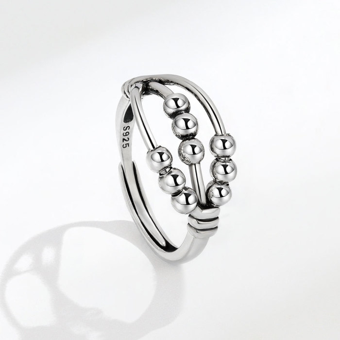 Simple Retro Three-layer Crossover Niche Smart Bead Open Ring