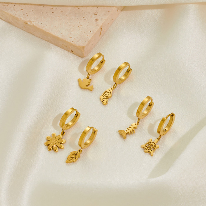 Chic Stylish 316L Stainless Steel 6 Pieces Set Animals Flowers Earring for Women Cute Jewelry Gifts Wholesale