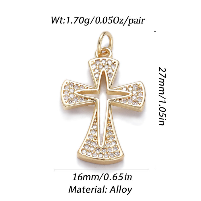 Stylish Chic Dainty Elegant 18K Gold Plated Pendant Zircon Cross Pendant Trendy Party Festival Casual Jewelry Gift, N...