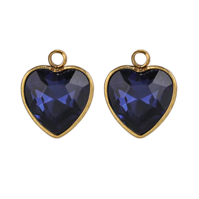 Stainless Steel PVD Plated Heart Glass Crystal Charms for DIY Jewelry Necklace Findings Bracelet Supplies Earrings Ma...