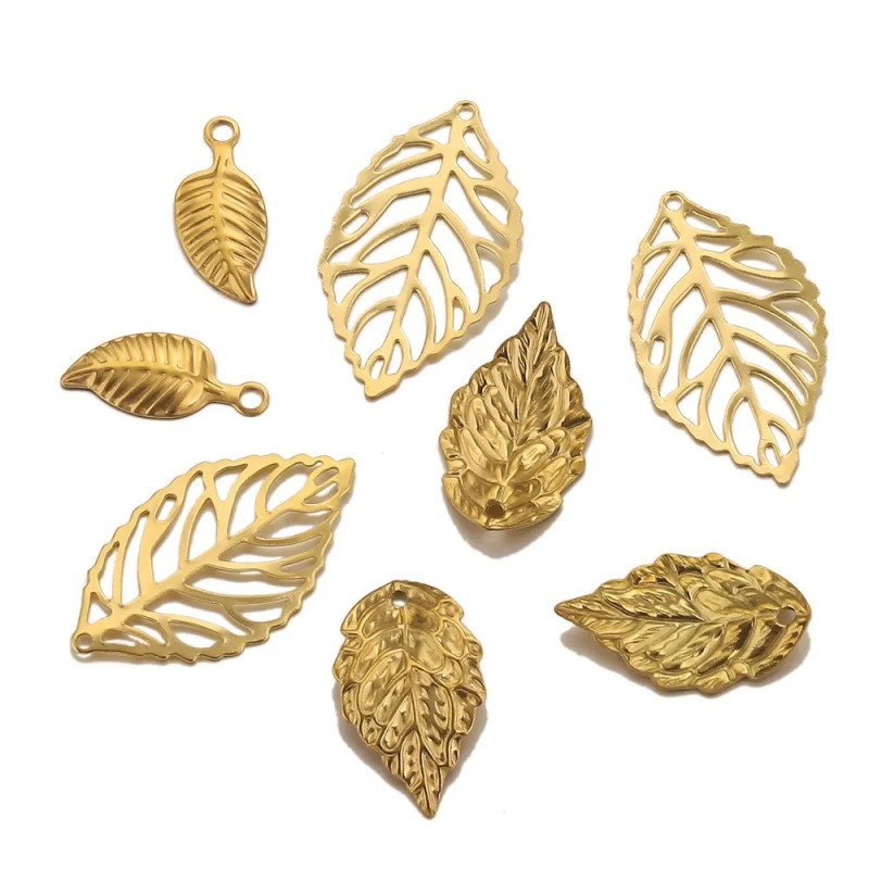 Stainless Steel Fittings Gold Leaves DIY Accessories Pendant Wholesale