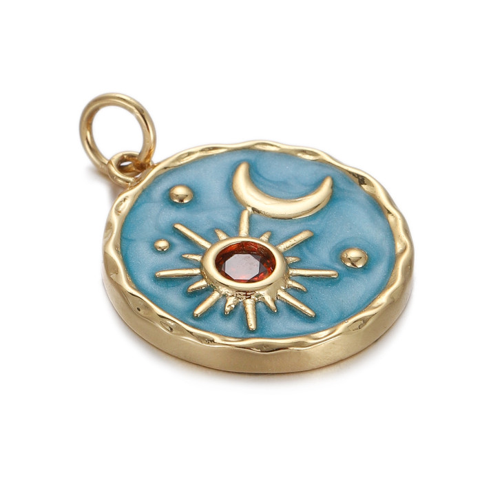 Stylish Chic Customizable Hypoallergenic Moon Star Flower Pendant Drip Oil Bracelet Necklace Earrings DIY Accessories