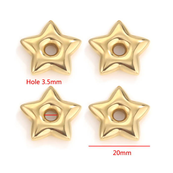 Stainless Steel Love Five-pointed Star Big Hole Hexagonal Separator Bead Titanium Steel DIY Jewelry Necklace