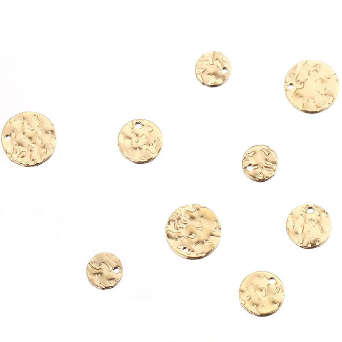 Stainless Steel Embossed Round Piece DIY Jewelry Piece Pendant Single Hole Tag Bracelet Necklace Accessories