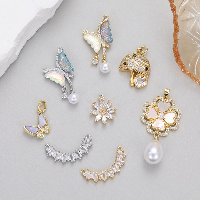 Stylish Chic Hypoallergenic Four Leaf Clover Butterfly Mushroom Daisy Zircon Single Pendant Handmade Diy Jewelry Accessories 216045171999