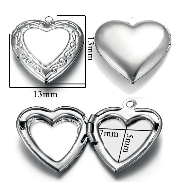Stainless Steel Love Box Pendant Retro Relief Pattern Pendant DIY Creative Necklace Jewelry Accessory