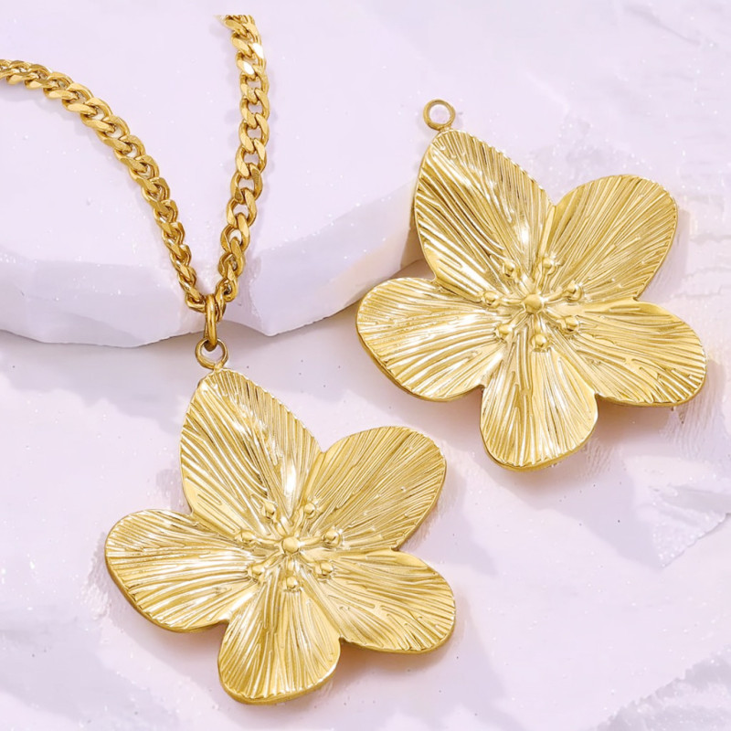 18k Gold Plated Stainless Steel DIY Flower Pendant High Design Necklace Earrings Pendant