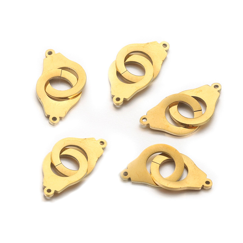 Stainless Steel Handcuff Pendant Double Hole Necklace Bracelet Charms Connectors for DIY Jewelry Making Accessories