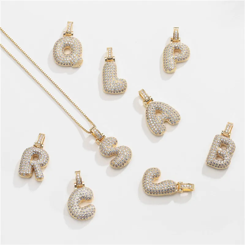 Stylish Chic Dainty Elegant Micro-inlaid Zircon 26 English Letter Pendant Necklace Party Jewelry Gift