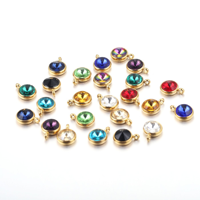 Stainless Steel Round Transparent Glass Charms Beads for Jewelry Necklace Pendant Making Bracelet Findings Crafts Ear...