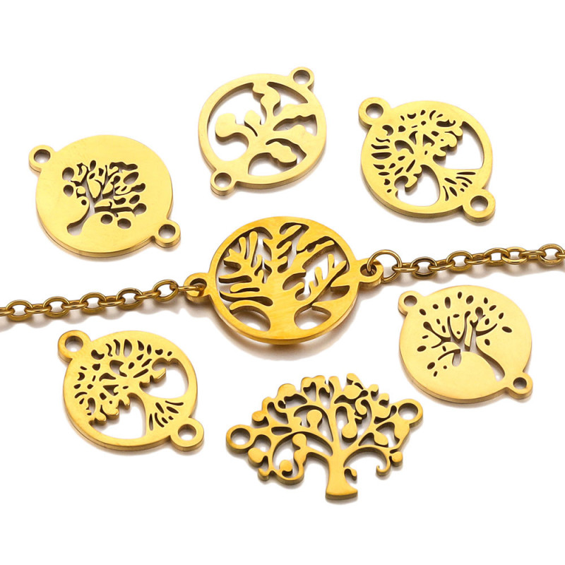 Stainless Steel Tree of Life Pendant Necklace Bracelet Pendant DIY Necklace Bracelet Jewelry Accessory