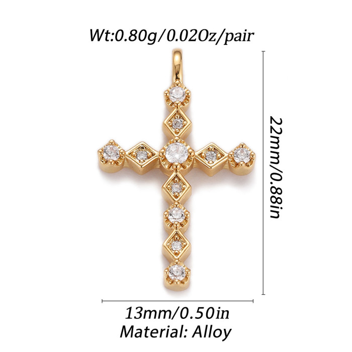 Stylish Chic Dainty Elegant 18K Gold Plated Pendant Zircon Cross Pendant Trendy Party Festival Casual Jewelry Gift, N...