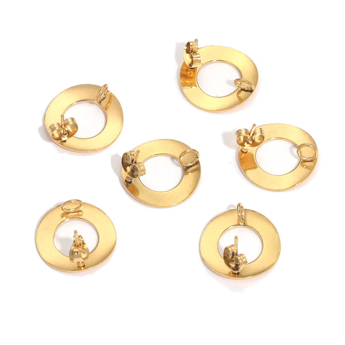 Wholesale UNICRAFTALE 30pcs Rainbow 3 Styles Flat Round Textured Stud Earring Findings Stainless Steel Stud Earrings Post Blank Base With Loop Hypoallergenic Earrings With Earring Backs For Diy Jewelry Making