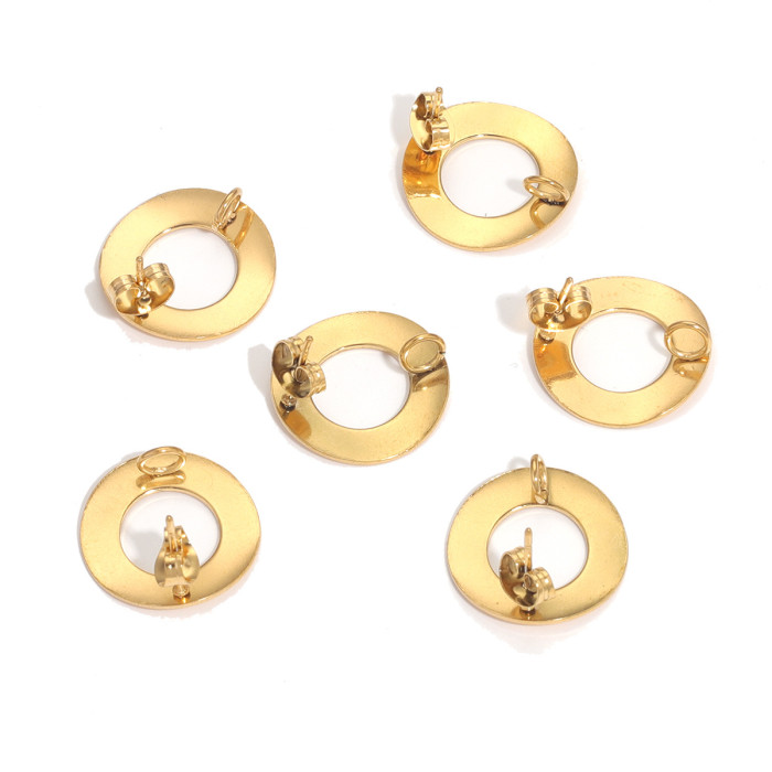 Stainless Steel 18mm Round Stud Earrings with Hanging DIY Earring Accessory