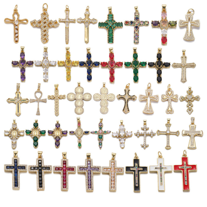 Stylish Chic Dainty Elegant 18K Gold Plated Pendant Zircon Cross Pendant Trendy Party Festival Casual Jewelry Gift, N...