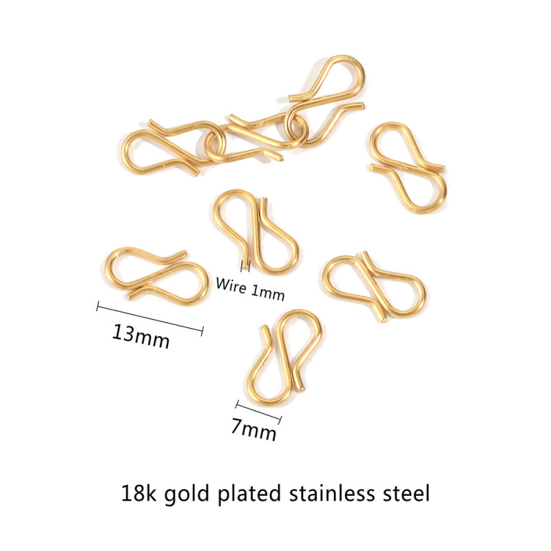 Stainless Steel S-shaped DIY Necklace Clasp Hook 18K Gold Accessories