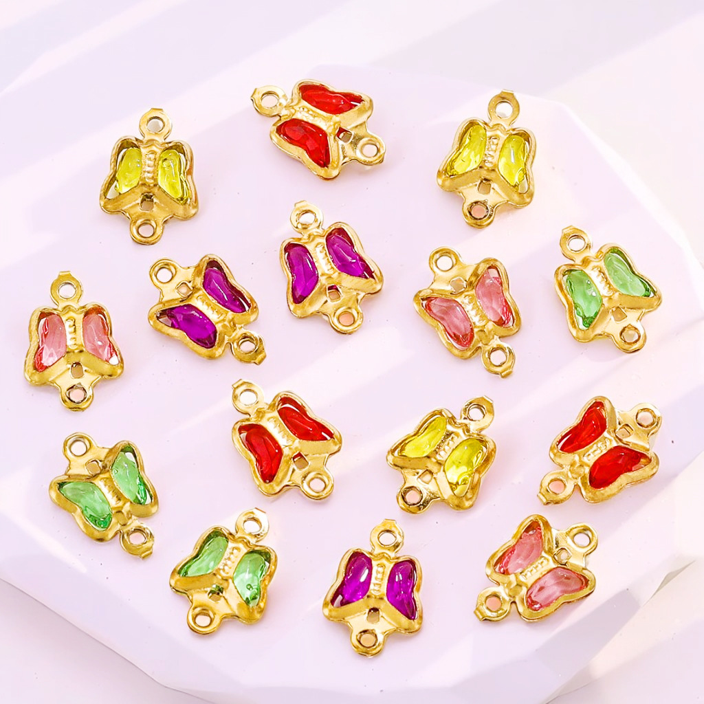 Stainless Steel Crystal Butterfly High Grade Color Titanium Steel Pendant Necklace Diy Jewelry Accessories Wholesale 216045174336