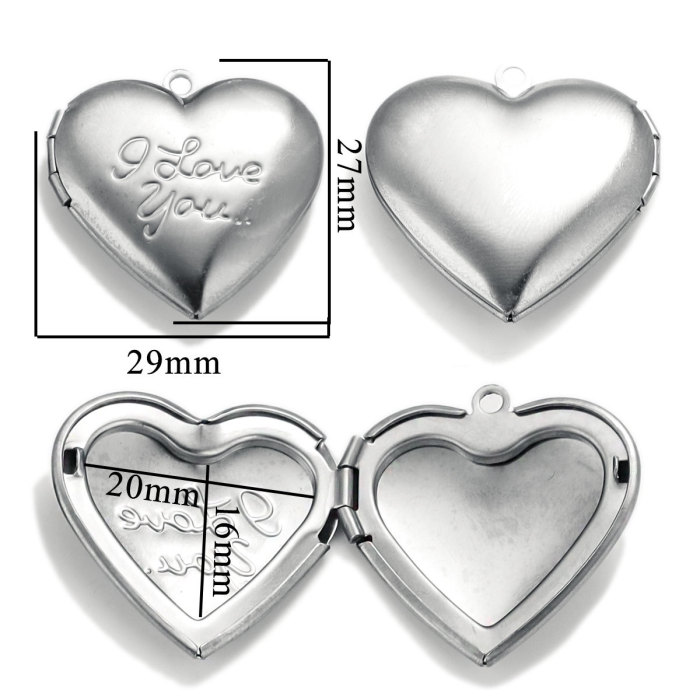 Stainless Steel Love Box Pendant Retro Relief Pattern Pendant DIY Creative Necklace Jewelry Accessory