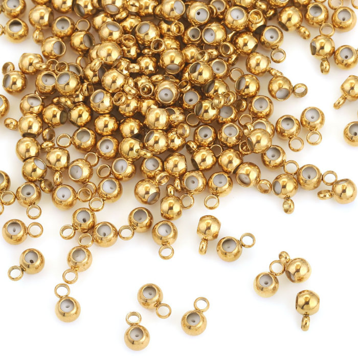 Stainless Steel Adjustment Beads with Non-slip Silicone Ring Gold Color Stopper Spacer Beads for Jewelry Making