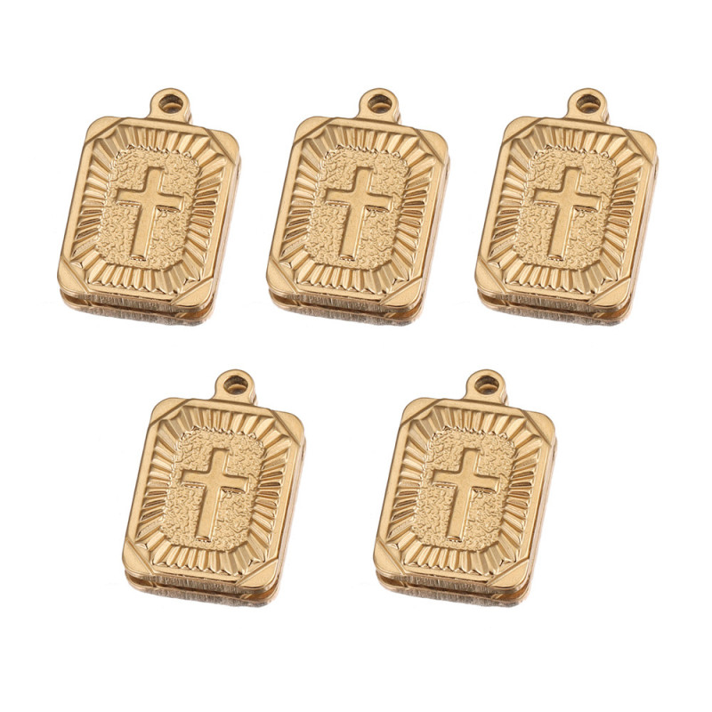 Stainless Steel Rectangular Cross Pendant DIY Jewelry Hip Hop Necklace Pendant Wholesale