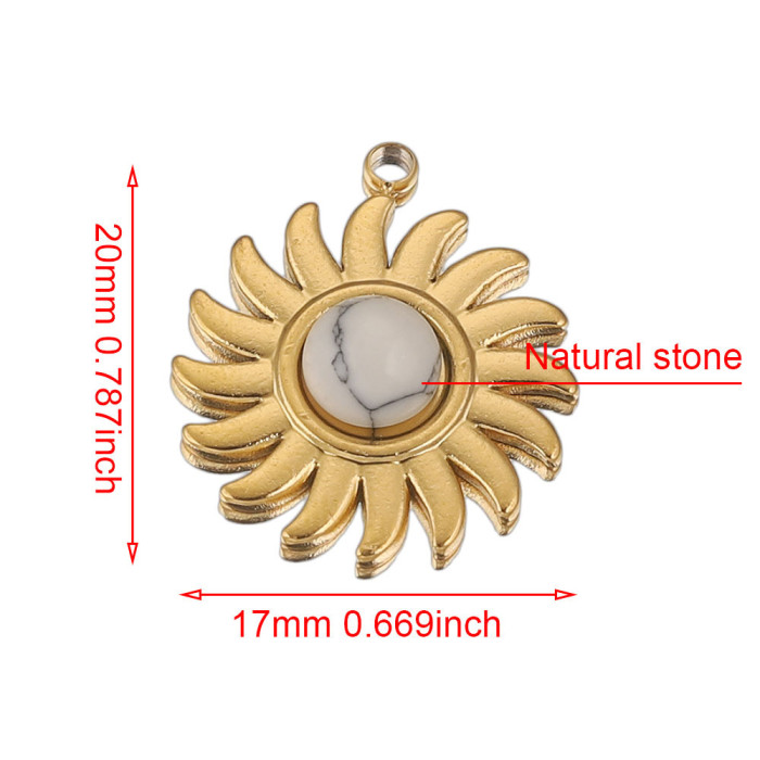 Stainless Steel Sun Pendant Bohemian Style Natural Stone Pendant DIY Earrings Necklace Accessories