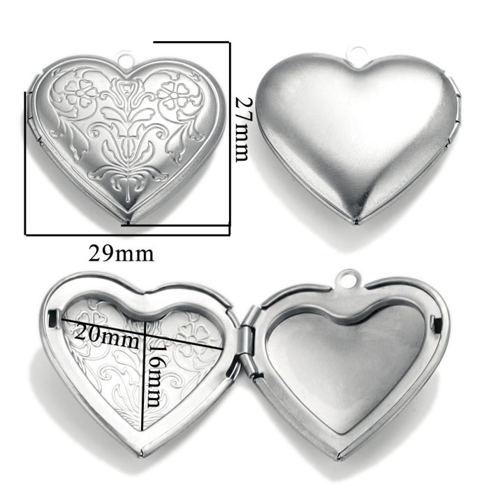 Stainless Steel Love Box Pendant Retro Relief Pattern Pendant DIY Creative Necklace Jewelry Accessory