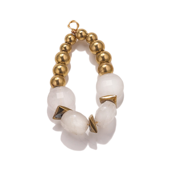 Stainless Steel Bohemian Hand-woven Drop Natural Stone Steel Bead Pendant DIY Earring Jewelry
