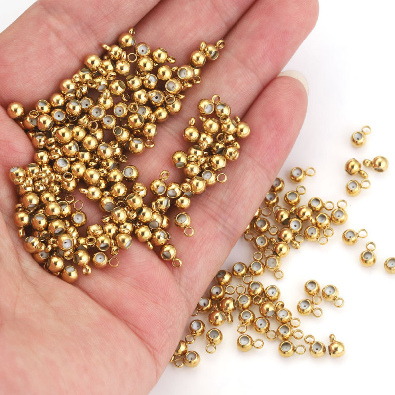 Stainless Steel Adjustment Beads with Non-slip Silicone Ring Gold Color Stopper Spacer Beads for Jewelry Making