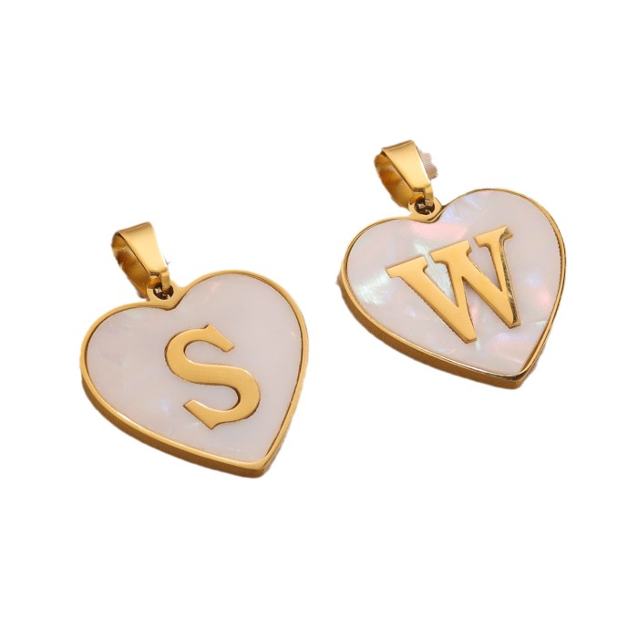 Stainless Steel Heart Pendant 26 Letter Pendant DIY Handmade Necklace Accessories