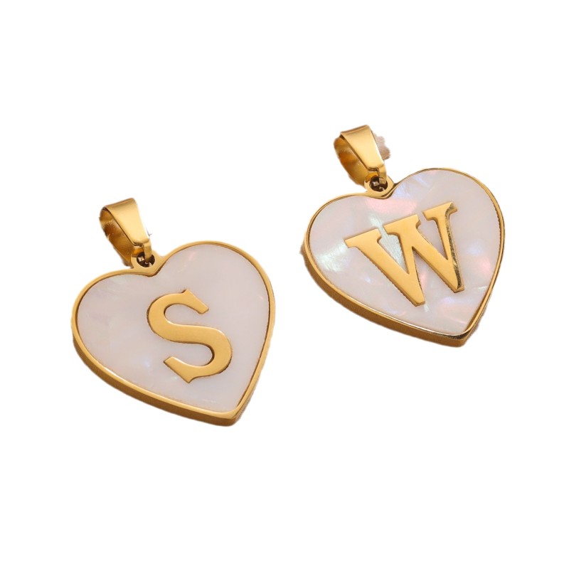 Stainless Steel Heart Pendant 26 Letter Pendant DIY Handmade Necklace Accessories
